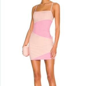 Colorblock Ribbed Mini Dress in Pink & Blush